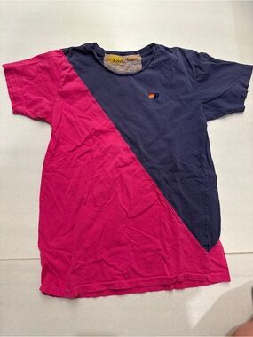 Aviator Nation Pink & Navy Diagonal Colorblock Tee
